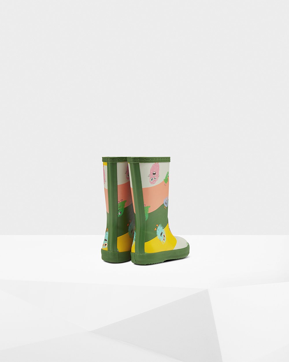 Kids Hunter Original First Classic Scribble Print - Rain Boots Green - 9531-YSTXJ